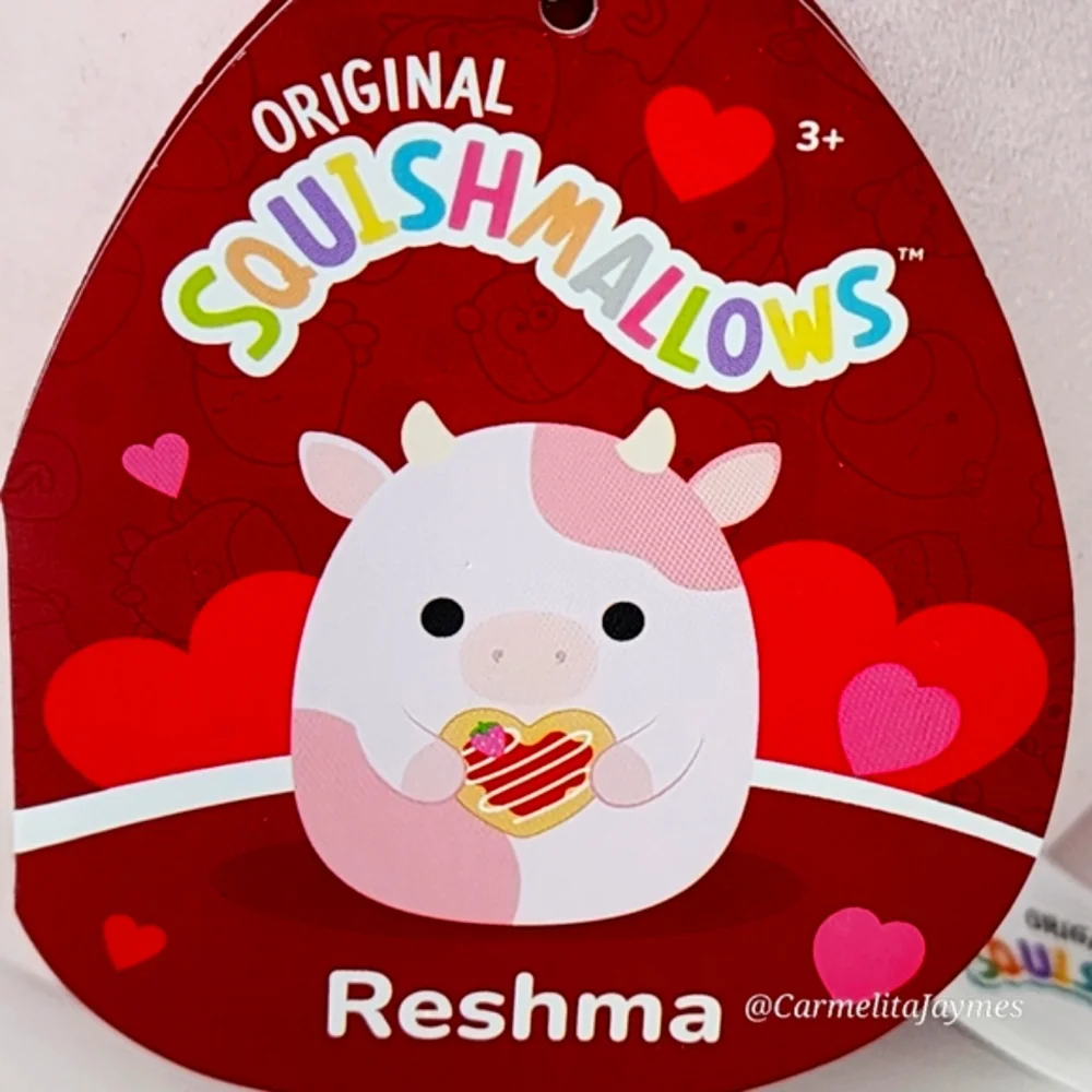 ❤️ RESHMA 🐮 Pink Cow w Heart Cookie &🩷on Back Valentine 2025 Squishmallow NWT - Picture 3 of 8